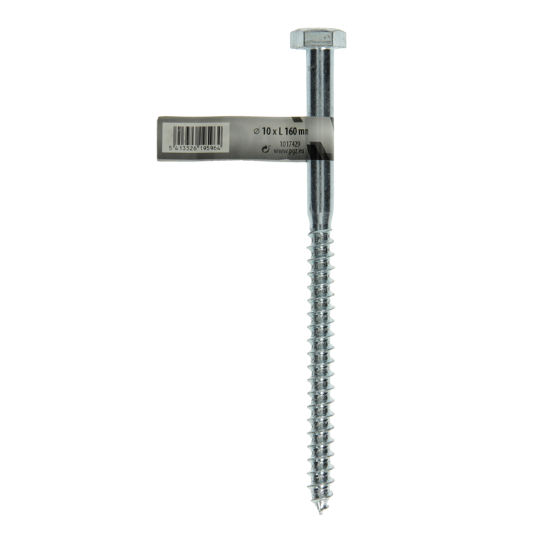 Mack 1017429 - boulon fileté à bois en acier galvanisé 1 pièce 10 x 160 mm | 10 pièces