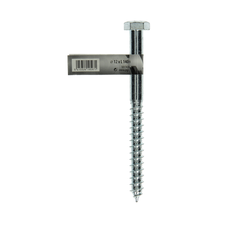 Mack 1017430 - boulon fileté à bois en acier galvanisé 1 pièce 12 x 140 mm | 10 pièces