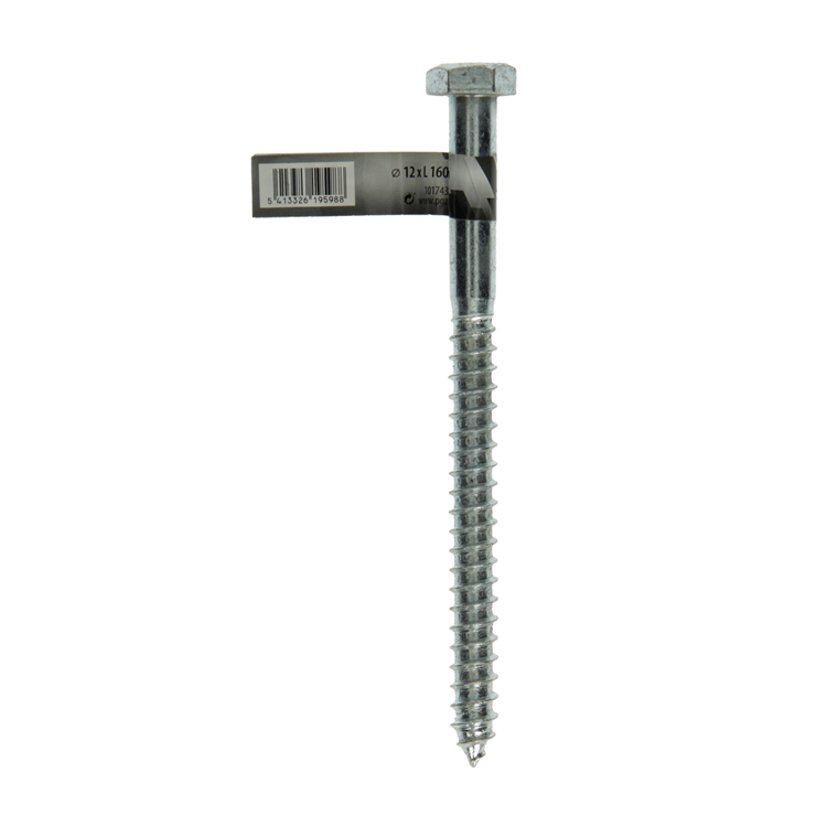Mack 1017431 - boulon fileté à bois en acier galvanisé 1 pièce 12 x 160 mm | 10 pièces