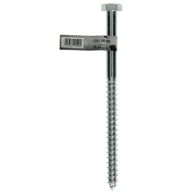 Mack 1017432 - boulon fileté à bois en acier galvanisé 1 pièce 12 x 180 mm | 10 pièces