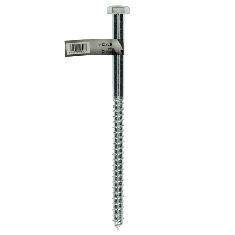 Mack 1017433 - boulon fileté à bois en acier galvanisé 1 pièce 12 x 200 mm | 10 pièces