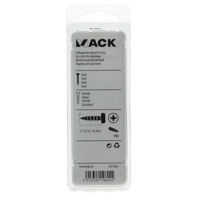 Mack 1017443 - culasse à vis autotaraudeuse galv. 24 pièces 3,9 x 16 mm | 10 pièces