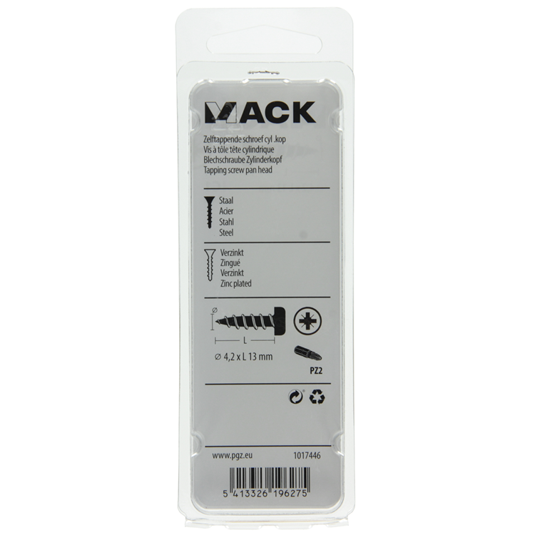 Mack 1017446 - vis autotaraudeuse à tête cylindrique galv. 24 pièces 4,2 x 13 mm | 10 pièces