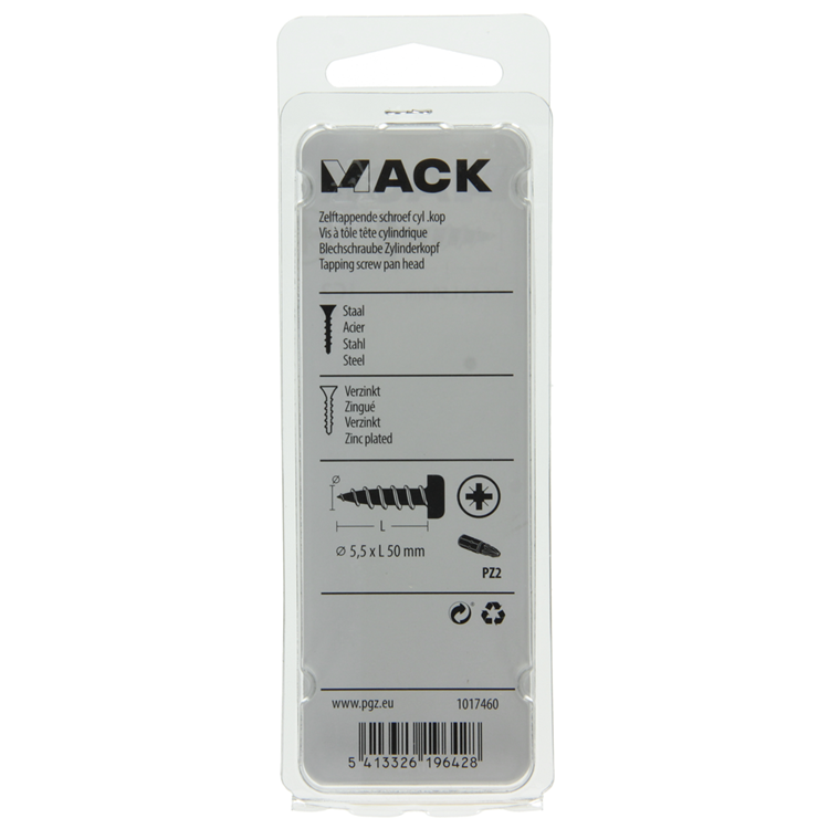 Mack 1017460 - culasse à vis autotaraudeuse galv. 5 pièces 5,5 x 50 mm | 10 pièces