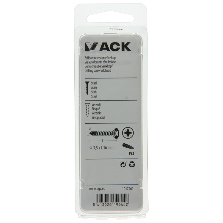 Mack 1017461 - vis autoperceuse à tête galvanisée. 35 pièces 3,5 x 16 mm | 10 pièces