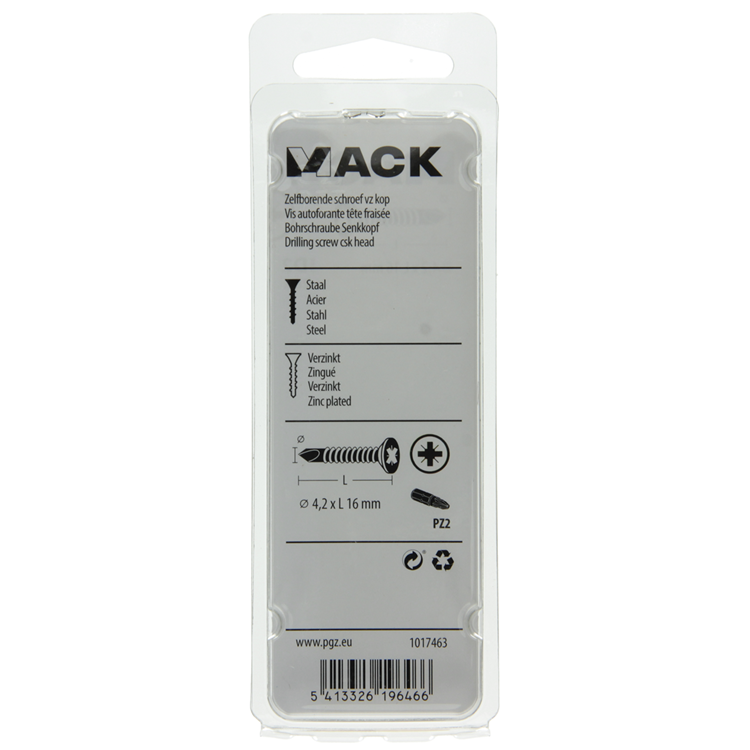 Mack 1017463 - vis autoperceuse à tête galvanisée. 28 pièces 4,2 x 16 mm | 10 pièces