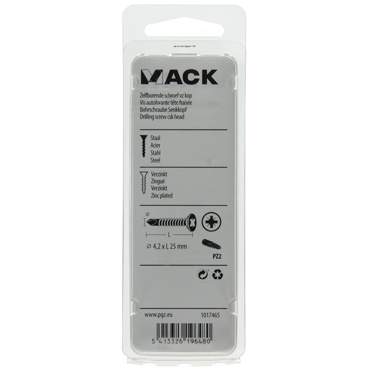 Mack 1017465 - vis autoperceuse à tête galvanisée. 24 pièces 4,2 x 25 mm | 10 pièces