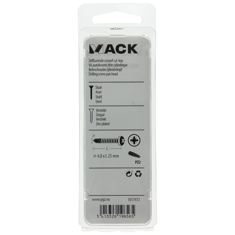 Mack 1017472 - vis autoperceuse cyl. cond. 20 pièces 4,8 x 25 mm | 10 pièces
