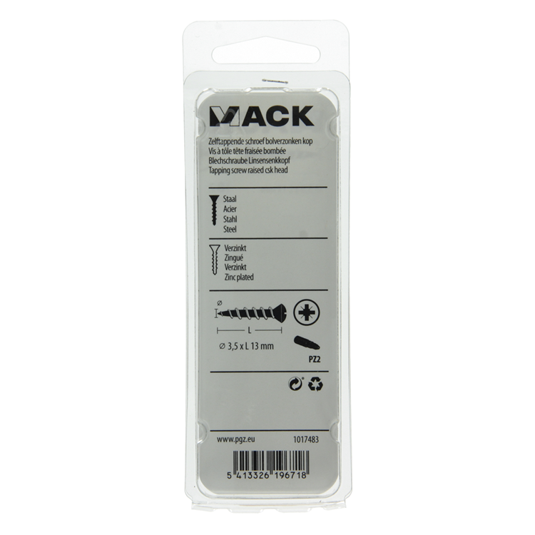 Mack 1017483 - vis autotaraudeuses plaquées bvk 30 pcs 3,5 x 13 mm | 10 pièces