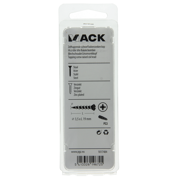 Mack 1017484 - vis autotaraudeuse plaquée bvk 22 pcs 3,5 x 19 mm | 10 pièces