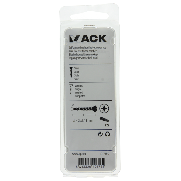 Mack 1017485 - vis autotaraudeuse bvk galvanisée 24 pcs 4,2 x 13 mm | 10 pièces