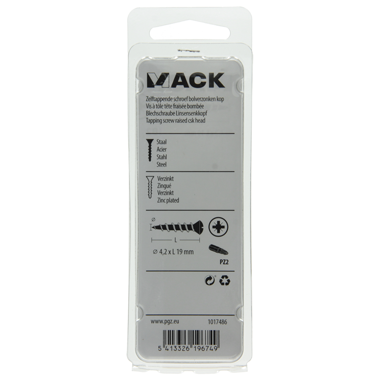 Mack 1017486 - vis autotaraudeuse bvk galvanisée 18 pcs 4,2 x 19 mm | 10 pièces