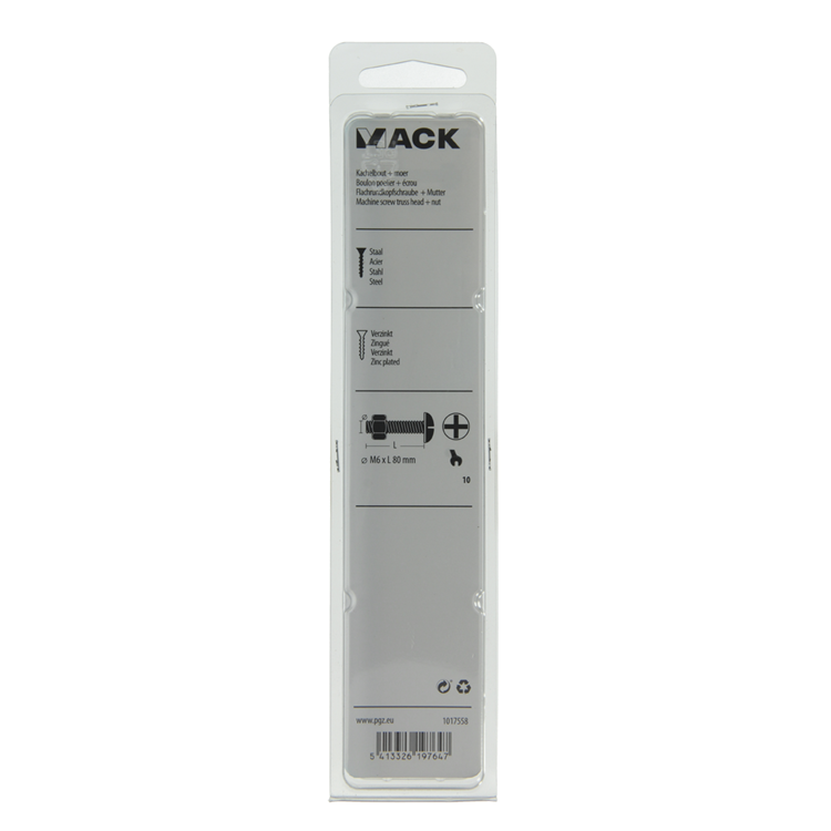 Mack 1017558 - boulon de chauffage + écrou acier galvanisé 4 pcs m6 x 80 mm | 5 pièces