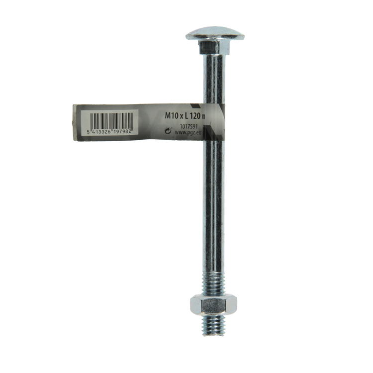 Mack 1017591 - boulon à bois + écrou en acier galvanisé 1 pièce m10 x 120 mm | 10 pièces