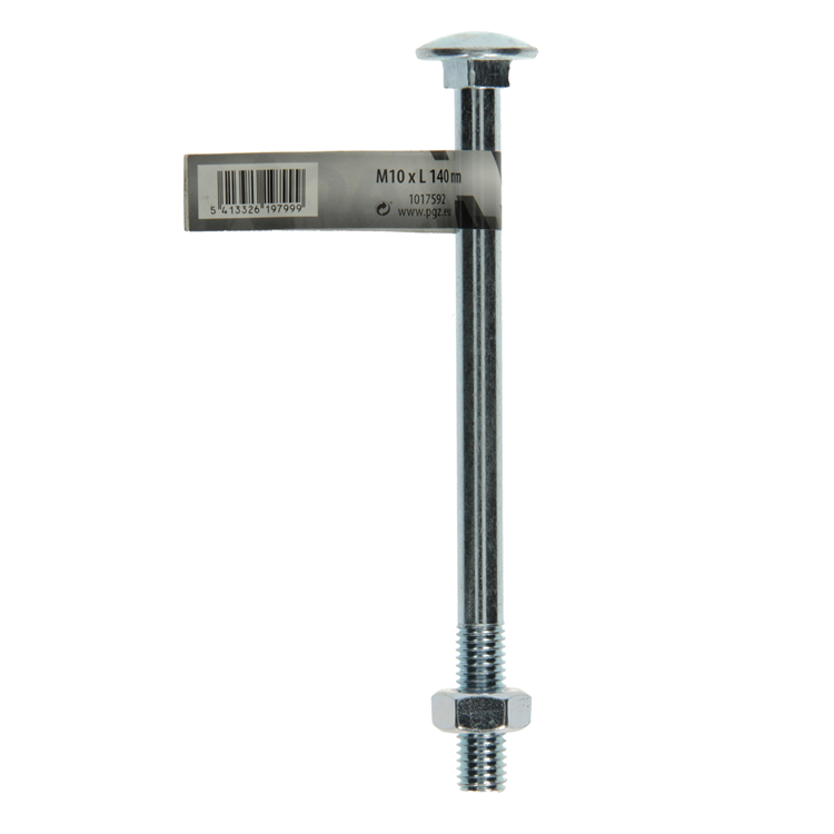 Mack 1017592 - boulon à bois + écrou en acier galvanisé 1 pièce m10 x 140 mm | 10 pièces