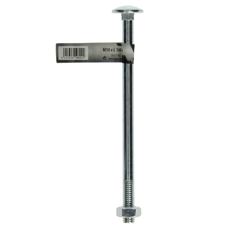 Mack 1017593 - boulon à bois + écrou en acier galvanisé 1 pièce m10 x 160 mm | 10 pièces