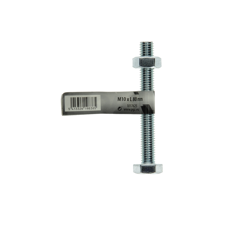 Mack 1017625 - boulon de robinet + écrou en acier galvanisé 1 pièce m10 x 80 mm | 10 pièces