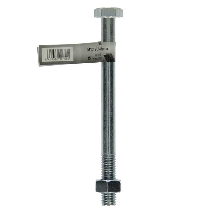 Mack 1017636 - boulon mécanique + écrou acier galvanisé 1 pièce m12 x 140 mm | 10 pièces