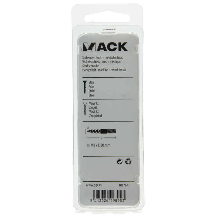 Mack 1017671 - embout bois + mètre. fil cond. 4 pièces m8x80 | 10 pièces