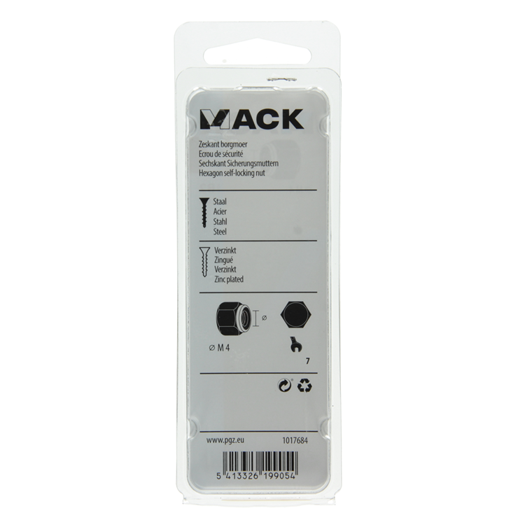 Mack 1017684 - contre-écrou hexagonal en acier galvanisé 20 pcs m4 | 10 pièces