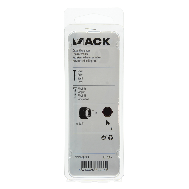 Mack 1017685 - contre-écrou hexagonal en acier galvanisé 18 pcs m5 | 10 pièces