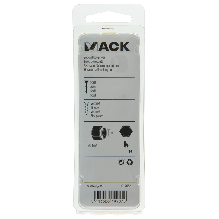 Mack 1017686 - contre-écrou hexagonal en acier galvanisé 14 pcs m6 | 10 pièces