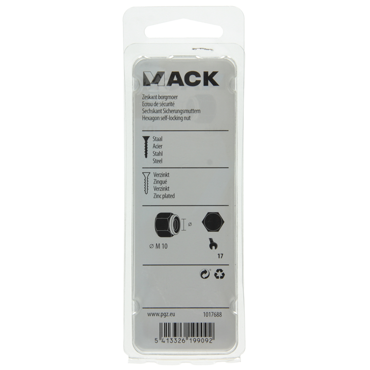 Mack 1017688 - contre-écrou hexagonal en acier galvanisé 6 pcs m10 | 10 pièces