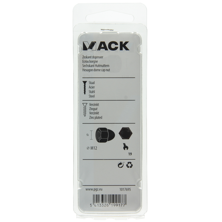 Mack 1017695 - écrou borgne hexagonal en acier galvanisé 2 pcs m12 | 10 pièces