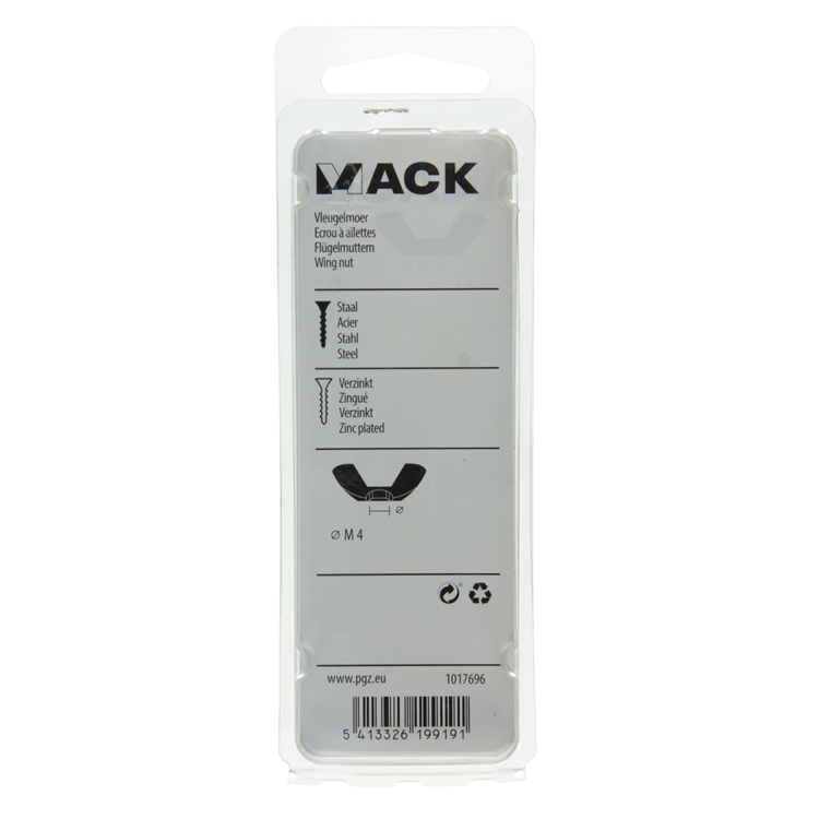 Mack 1017696 - écrou à oreilles en acier galvanisé 6 pcs m4 | 10 pièces