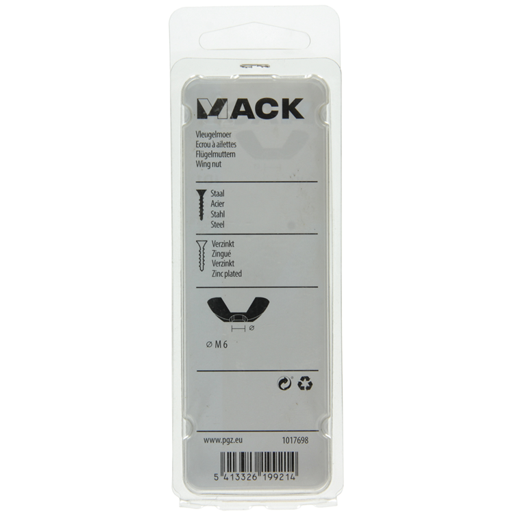 Mack 1017698 - écrou à oreilles en acier galvanisé 5 pcs m6 | 10 pièces