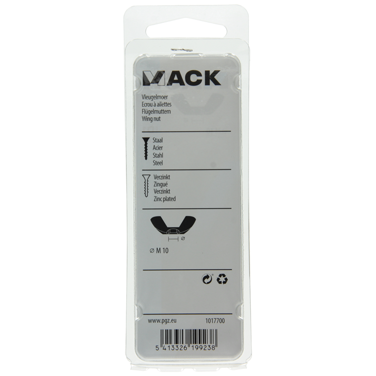 Mack 1017700 - écrou à oreilles en acier galvanisé 2 pcs m10 | 5 pièces