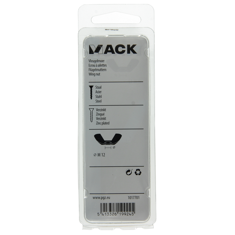 Mack 1017701 - écrou à oreilles en acier galvanisé 2 pcs m12 | 5 pièces