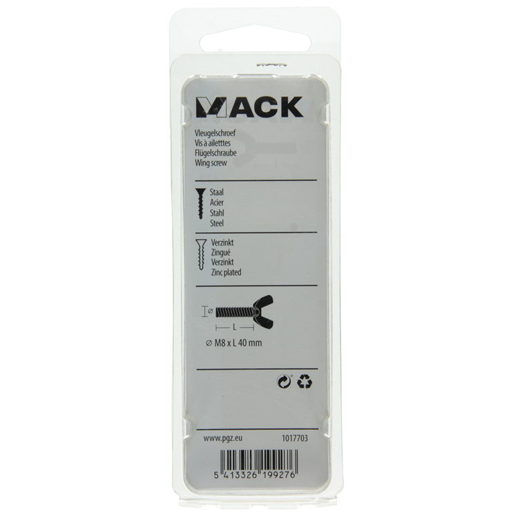 Mack 1017703 - vis à oreilles galvanisée jaune 2 pcs m8 x 40 mm | 10 pièces