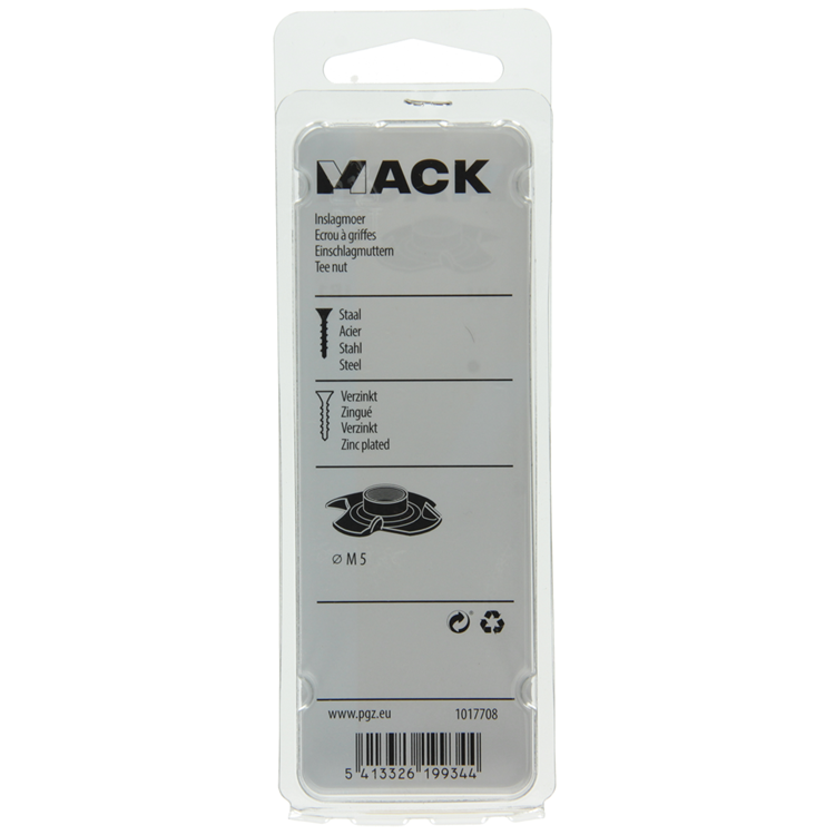 Mack 1017708 - écrou à choc en acier galvanisé 4 pcs m5 | 10 pièces