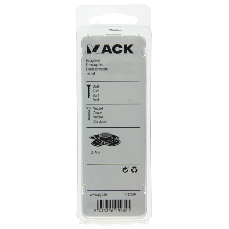 Mack 1017709 - écrou à choc en acier galvanisé 4 pcs m6 | 10 pièces
