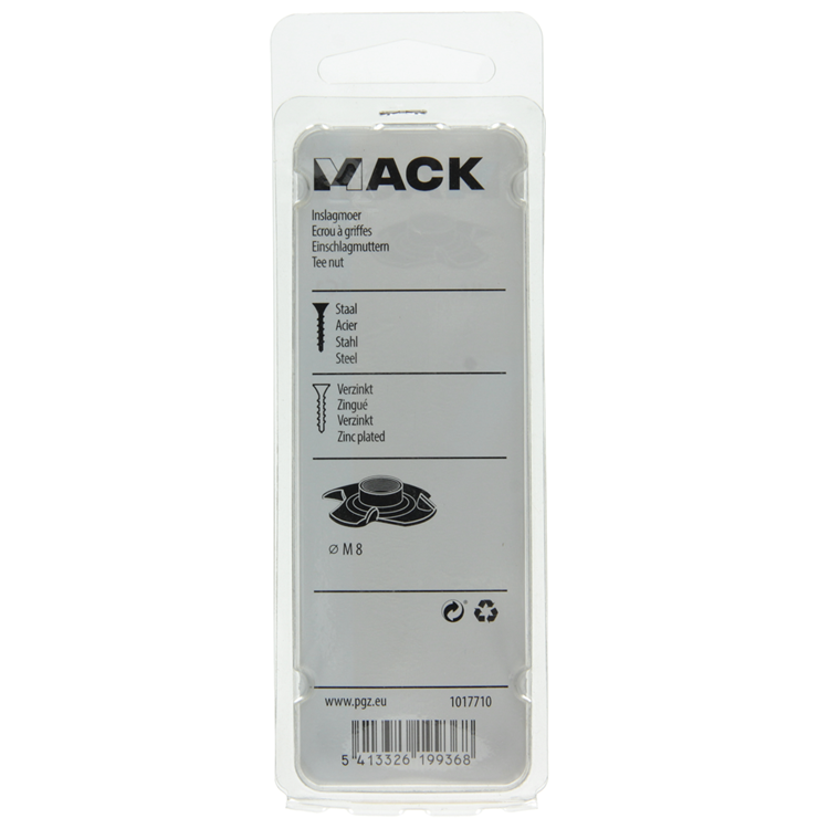 Mack 1017710 - écrou à choc en acier galvanisé 4 pcs m8 | 10 pièces
