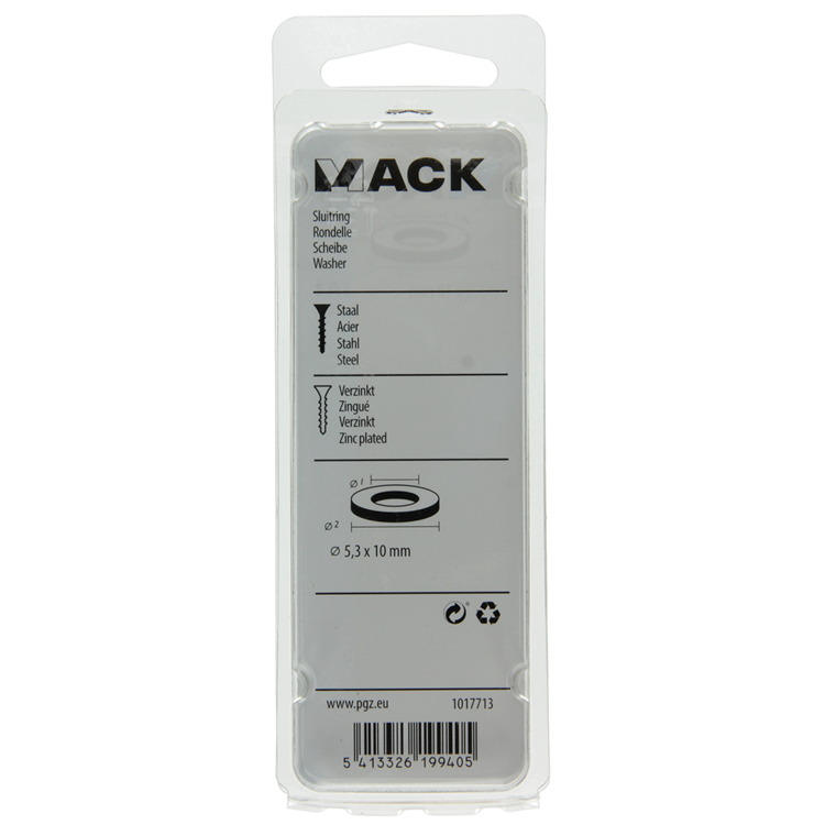 Mack 1017713 - rondelle acier galvanisé 50 pcs 5,3 x 10 mm | 10 pièces