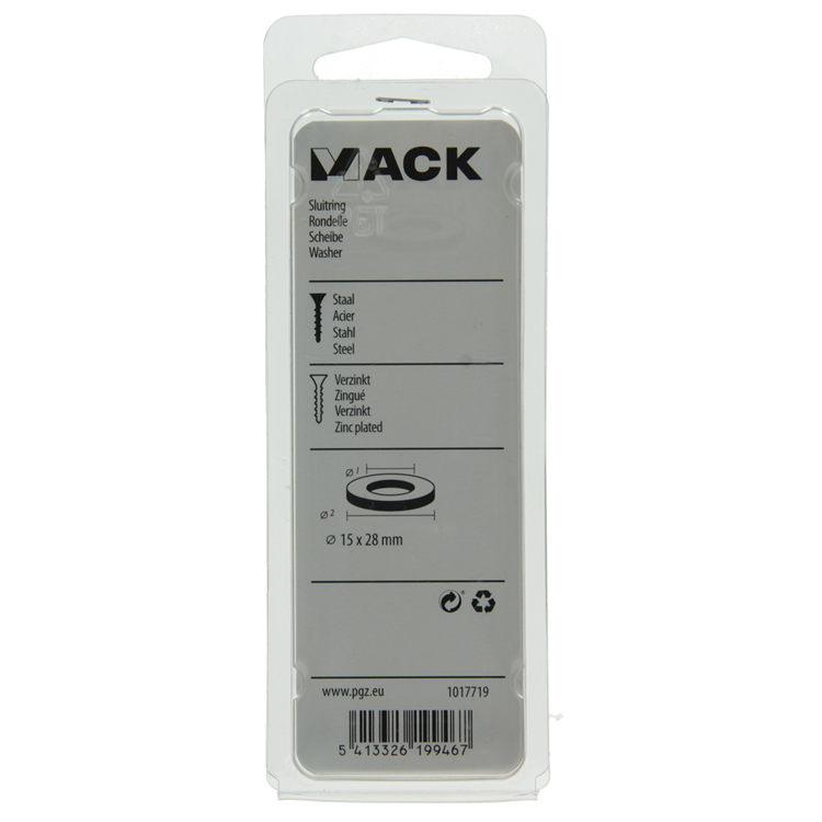 Mack 1017719 - rondelle acier galvanisé 8 pcs 15 x 28 mm | 10 pièces