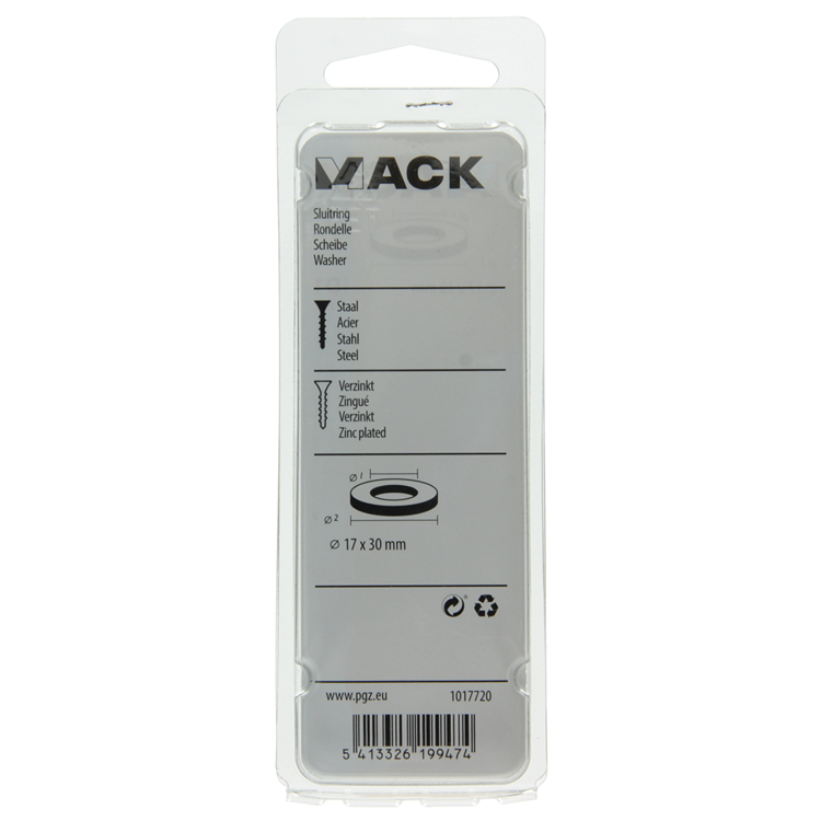 Mack 1017720 - rondelle acier galvanisé 6 pcs 17 x 30 mm | 10 pièces