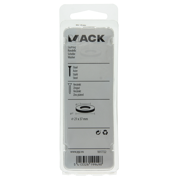 Mack 1017722 - rondelle acier galvanisé 4 pcs 21 x 37 mm | 10 pièces