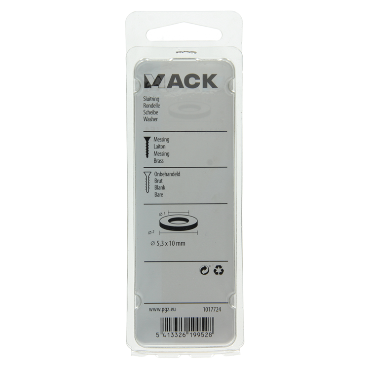 Mack 1017724 - rondelle laiton 12 pcs 5,3 x 10 mm | 10 pièces