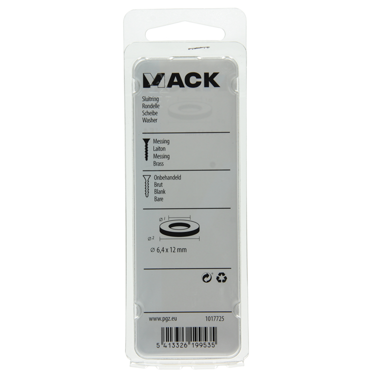 Mack 1017725 - rondelle laiton 6 pcs 6,4 x 12 mm | 10 pièces