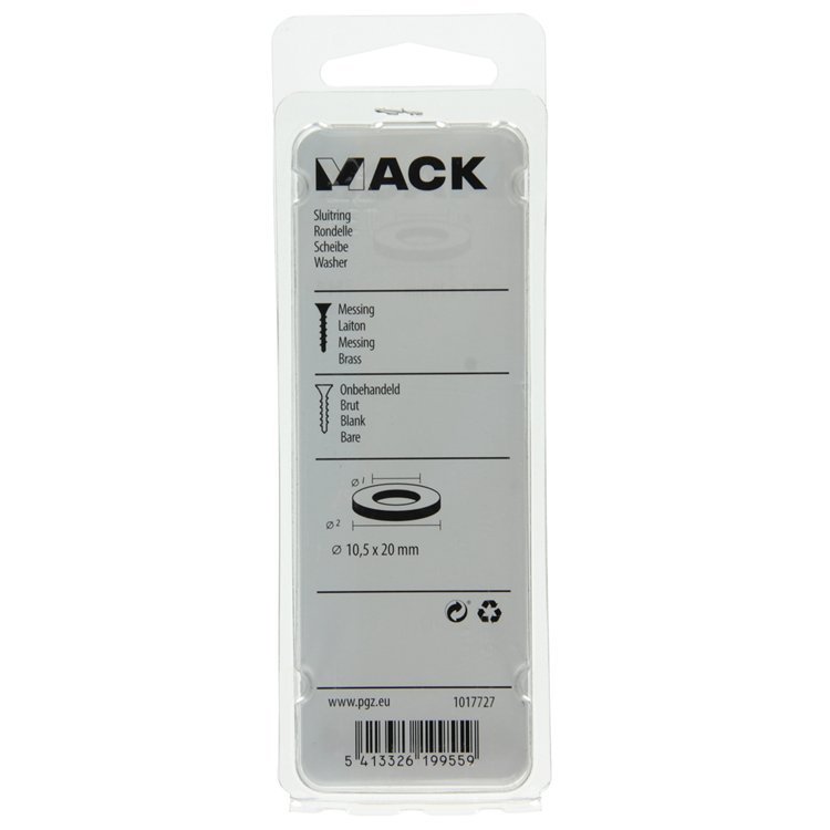 Mack 1017727 - rondelle laiton 3 pcs 10,5 x 20 mm | 10 pièces