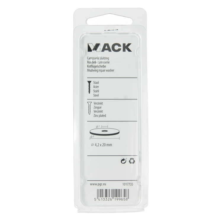 Mack 1017735 - rondelle de corps galvanisée25 pcs 4,2 x 20 mm | 10 pièces