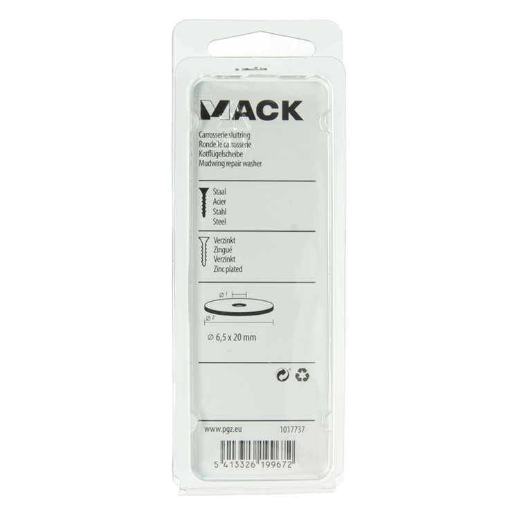 Mack 1017737 - rondelle de corps galvanisée22 pcs 6,5 x 20 mm | 10 pièces
