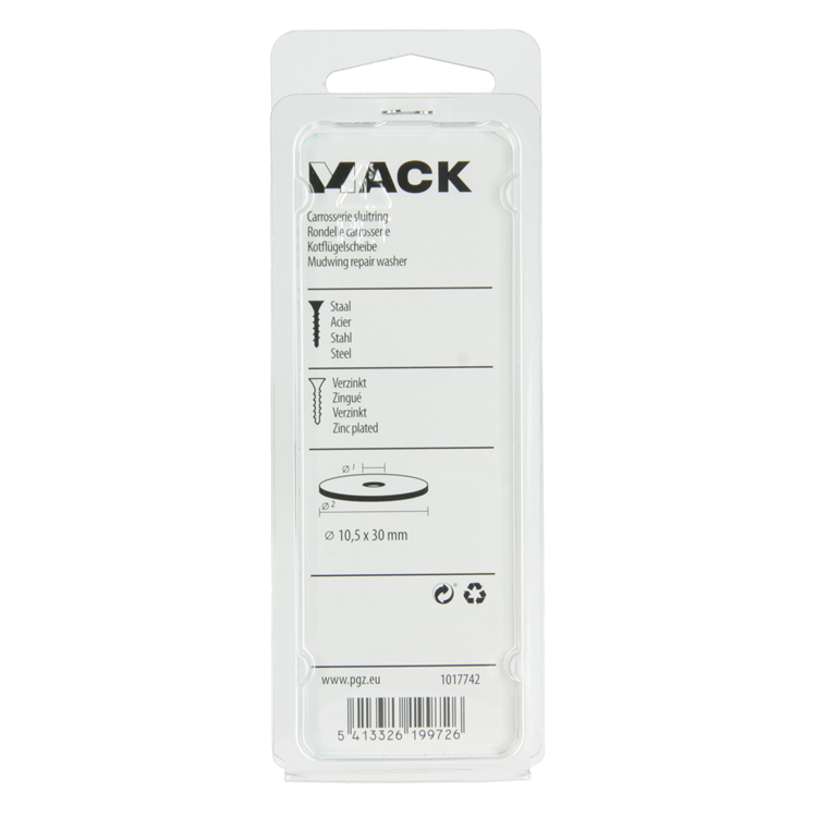 Mack 1017742 - rondelle de carrosserie galvanisée12 pcs 10,5 x 30 mm | 10 pièces