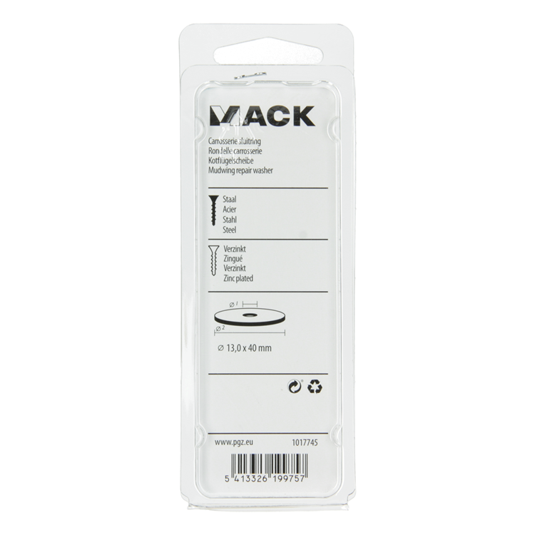 Mack 1017745 - rondelle de carrosserie galvanisée 6 pièces 13,0 x 40 mm | 5 pièces