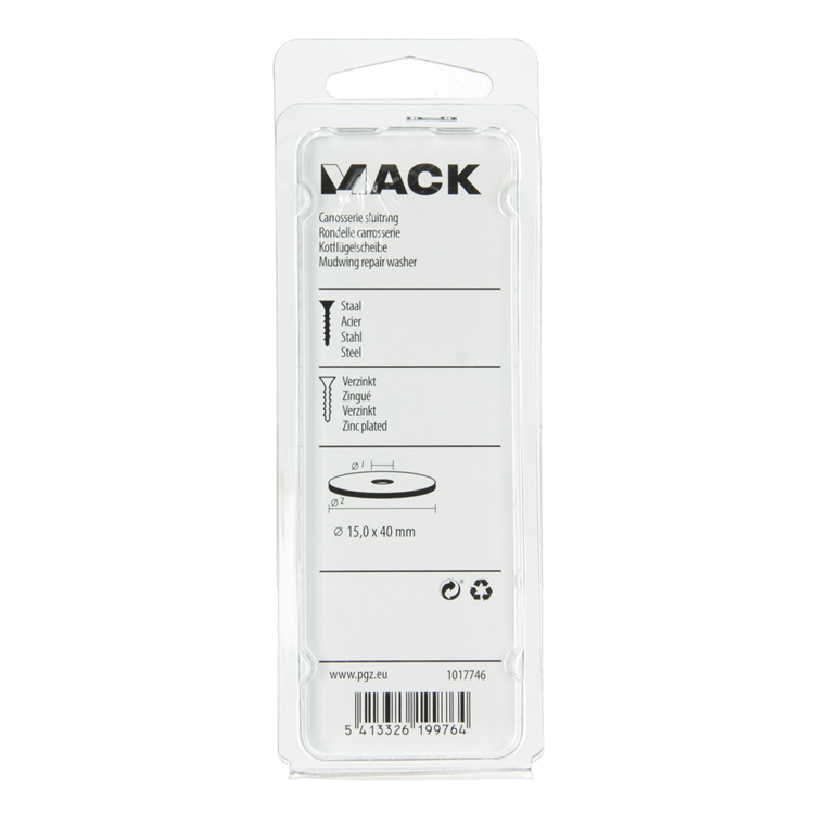 Mack 1017746 - rondelle de carrosserie galvanisée 6 pièces 15,0 x 40 mm | 5 pièces