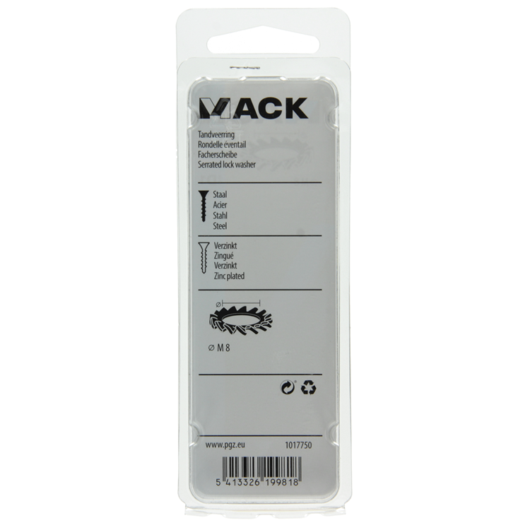 Mack 1017750 - rondelle élastique dentée en acier galvanisé 15 pcs m8 | 10 pièces