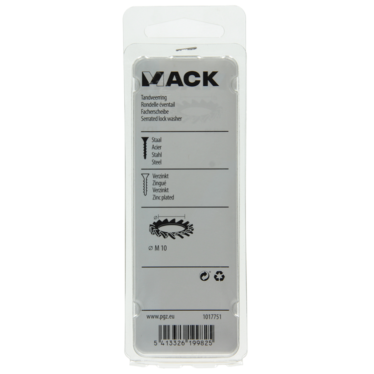 Mack 1017751 - rondelle élastique dentée en acier galvanisé 10 pcs m10 | 10 pièces